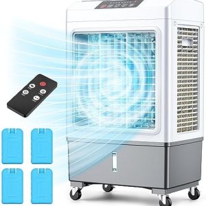 BALKO Evaporative Air Cooler, 2100CFM Windowless Air Conditioner w/7H Timer & Remote, 2 Modes, 8 Gal Water Tank Cooling up to 700 Sq.ft, Swamp Cooler Air Conditioner Portable for Room Garage Outdoor