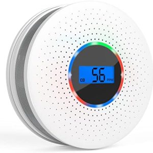 CHZHVAN Smoke Detector Carbon Monoxide Detector Combo, Dual Sensor Combination Smoke and CO Alarm Replaceable Battery Fire Alarm with LCD Display & Test Button for Travel, Home (Not Hardwired)