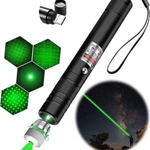Cowjag Laser Pointer, Long Range Green Laser Pointer, 2000 Metres Laser Pointer High Power Pen, Green Lazer Pointer Rechargeable for Hiking, Cat Laser Toy USB Charge(Green Light)