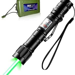 SolidKraft High Power Green Laser Pointer, Tactical Long Range Laser, Rechargeable Laser With Single-Press On/Off Button, Adjustable Focus Green Laser With Carrying Case